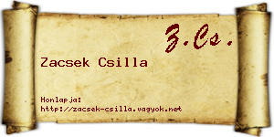 Zacsek Csilla névjegykártya